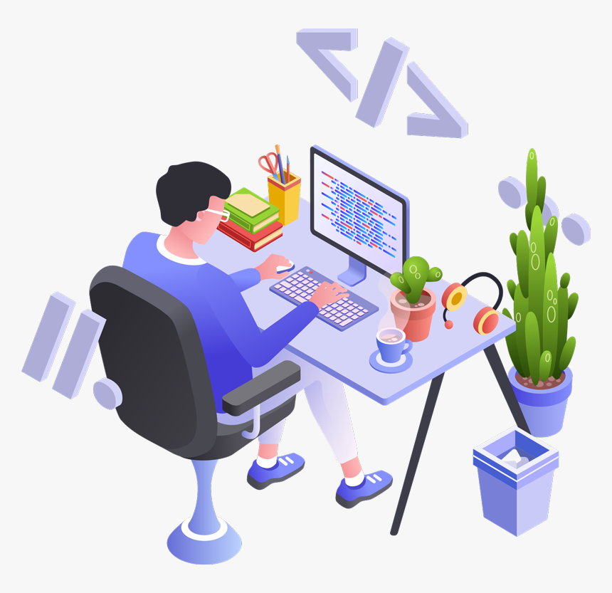 Prashant working on a computer